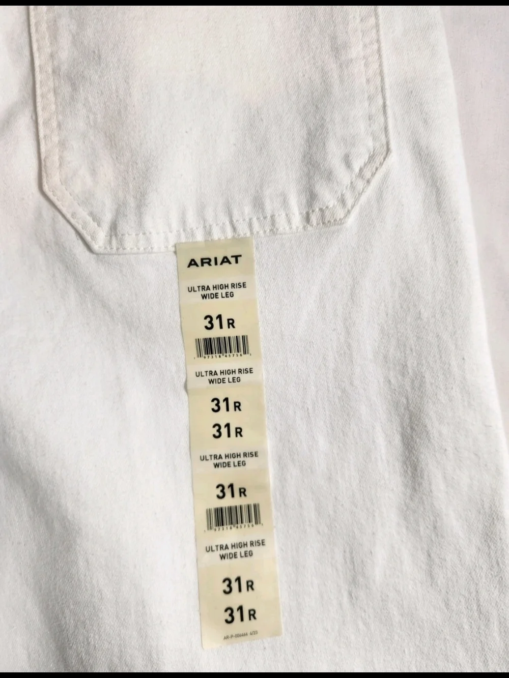 Ariat Wide Leg Jeans Women's Size 31 R White Ultra High Rise Stretch Crop NWT 54 - Picture 12 of 15